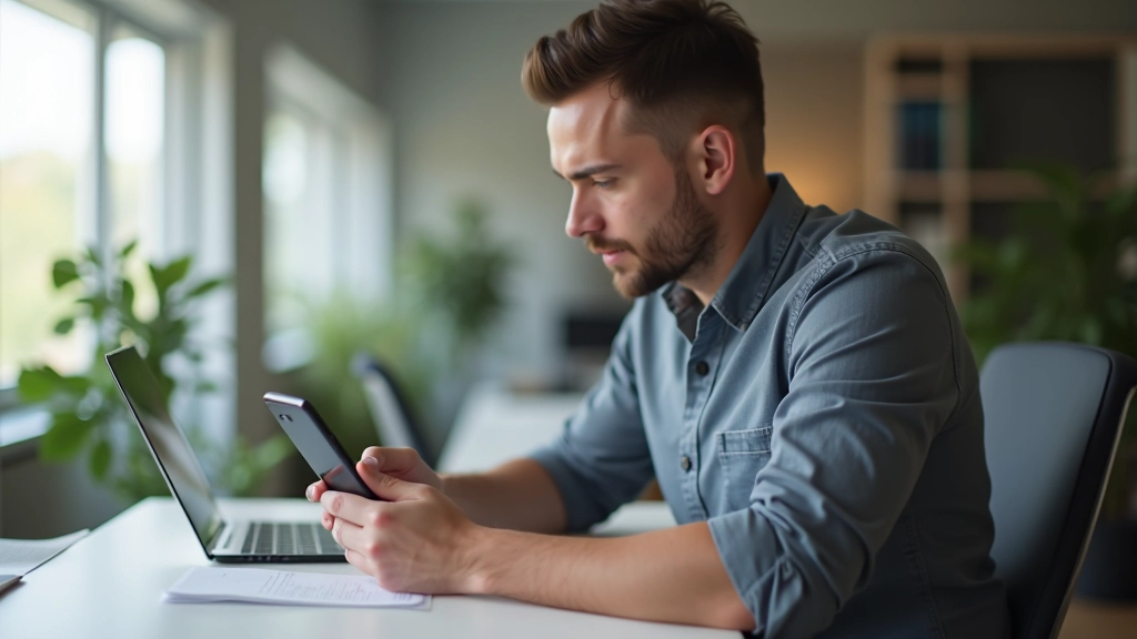 Designer überprüft Farbpalette auf verschiedenen mobilen Geräten gleichzeitig